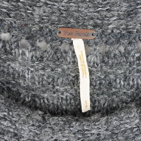 Free People Gray Knit Chunky Sweater Dress Size M‎ Boho Wool Cable Knit - Picture 3 of 10